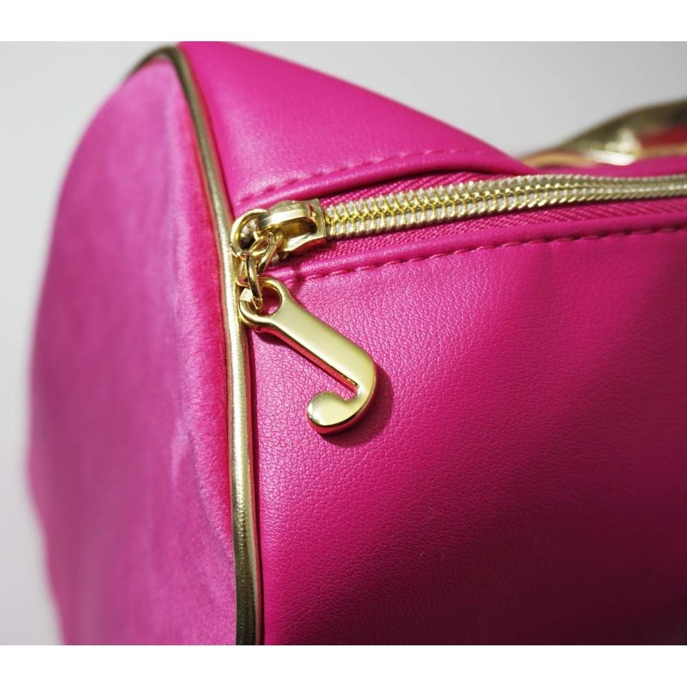 Juicy Couture Pink Velour Faux Leather Barbiecore Hand Bag Gold Trim w/ J Charm - Picture 3 of 10